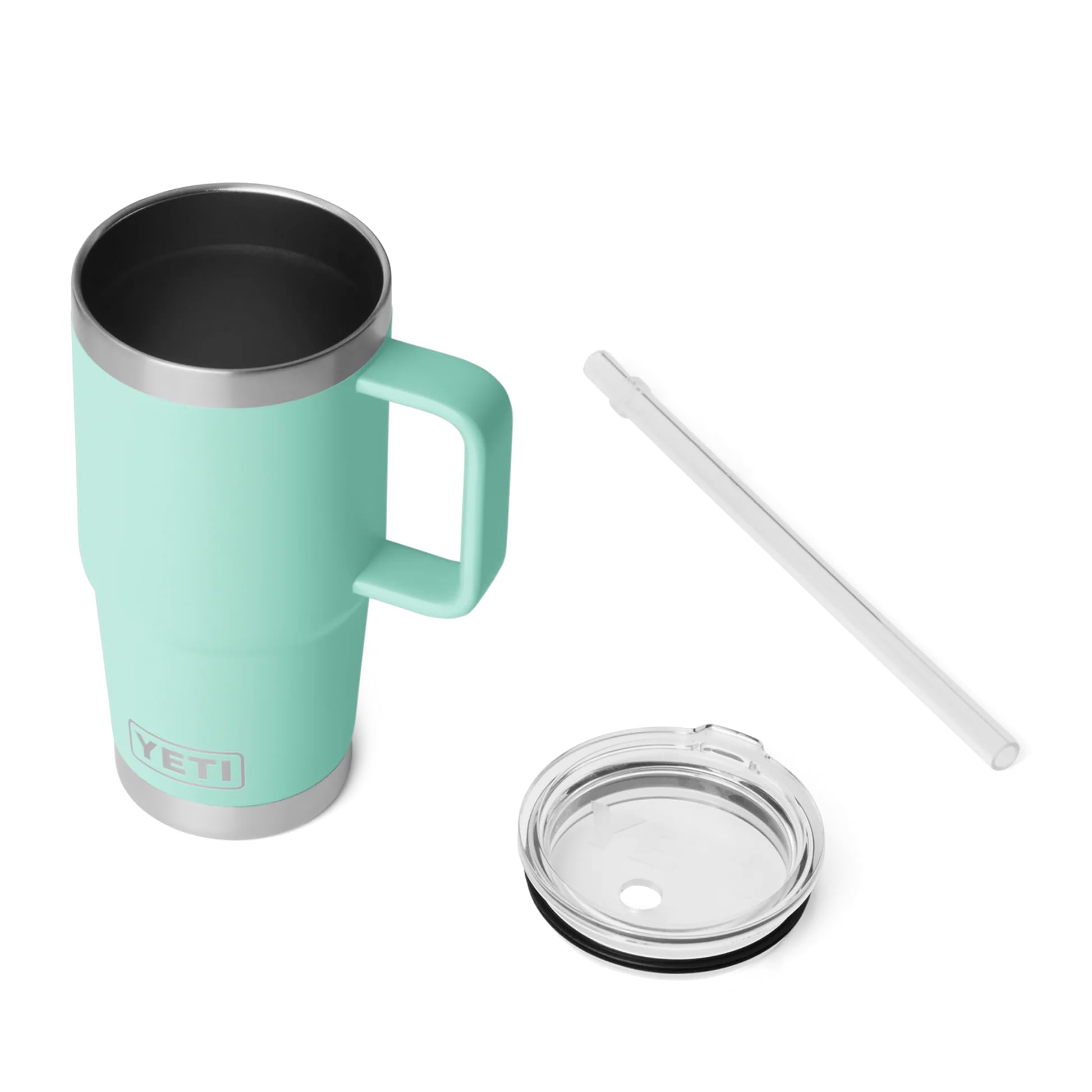 YETI Rambler Tasse à paille, en acier inoxydable avec couvercle hermétique et robuste, écume de mer, 739 ml