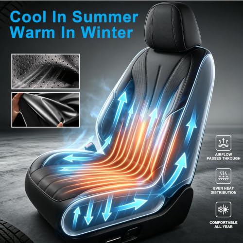 Image of Car Seat Covers Full Set for Toyota Avalon 2000-2022, Black | Custom Nappa Leather with Full Coverage Waterproof and All-Season Comfort, Designed for Daily Family Use & Pet Scratches