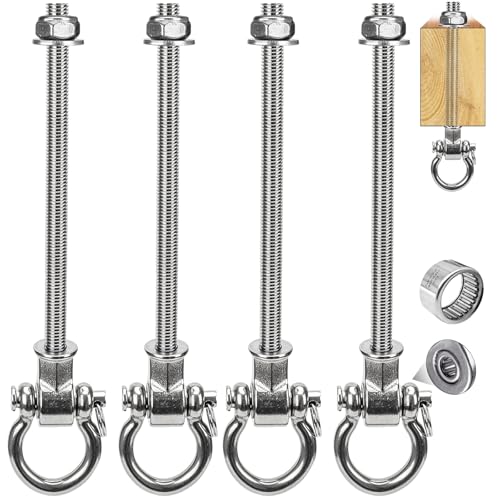 Yyiwhmy 4er Schaukelhaken für Holzbalken M10 Schwere Hängematte Hängesessel Aufhängung 280mm Betondecke Aufhängung Edelstahlbügel mit Lager Geeignet für Indoor und Outdoor Sandbeutel Yoga Schaukel