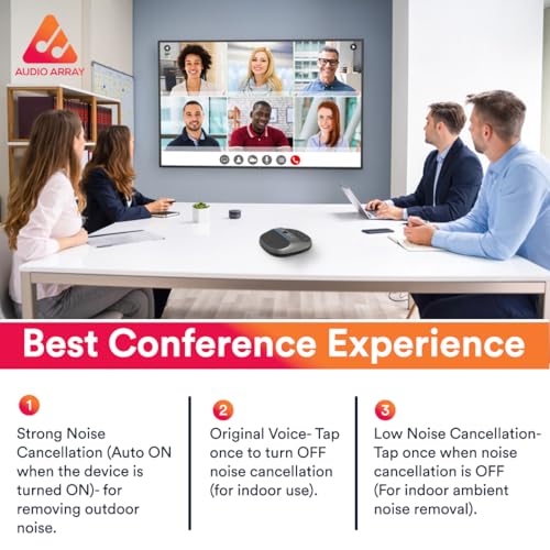 Image of Audio Array AM-W45 Wireless Conference Microphone with Speaker | Bluetooth, USB & 4 Mics | 360 Pickup Upto 4M | Noise Reduction & Enhanced Voice | Portable Speakerphone for Video Calls /Zoom Meeting