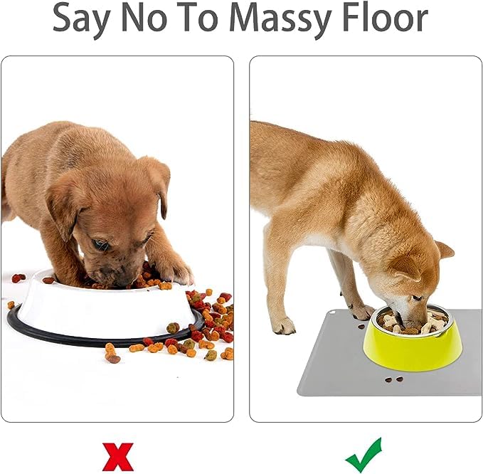Cat-Food-Mat-Cat-Placemats-for-Food-and-Water-Dog-Bowl-Mat-Silicone-Pet-Feeding-Mats-Dog-Food-Mat-for-Floors-Waterproof-Non-Slip-Dog-Food-Tray-Pad-Pet-Placemat-for-Cats-with-Pet-Bib-Grey