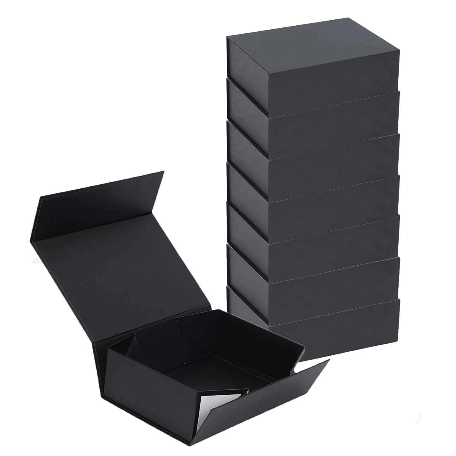 8 sztuk czarnych magnetycznych pudełek prezentowych z pokrywkami, Prostokątne składane pudełka prezentowe, na urodziny, ślub, walentynki, Boże Narodzenie,Black 8 pack,12.2×8.6×3.9in