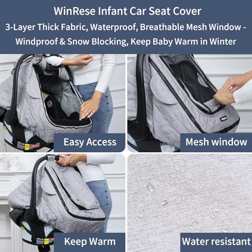 Winrese Baby Car Seat Cover - 3-Layer Thick Fabric thumb #3