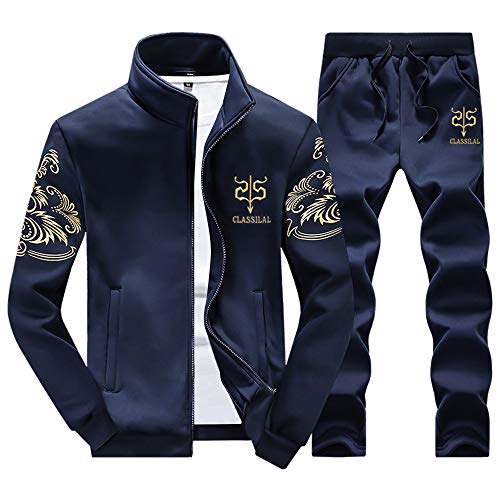 MANTORS Men's Casual Tracksuit Set Full Zip Running Activewear Jogging Suits D38 Blue L