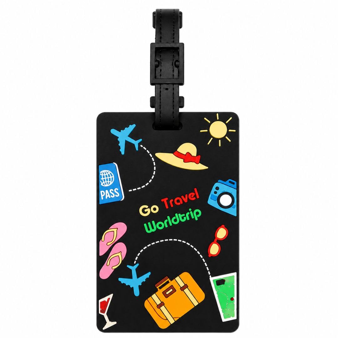 Little Things Cute | Silicone Travel Luggage Tag Go Travel Worldtrip Suitcase Bag Identifier Soft PVC Baggage Label Durable Strap for Cabin Bags Trolley Backpack Duffel Laptop Travel Accessories-image-33
