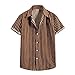 Camisetas para hombre con botones para la playa, informal, sueltas, a cuadros, café, L