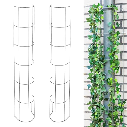 Spetebo Rankgitter aus Metall für Fallrohre 120 cm - 2 Stück - halbrundes Gitter Pflanzengitter