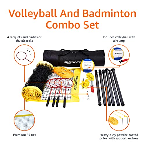 Amazon Basics Outdoor Volleyball And Badminton Combo Set With Net #TOP3