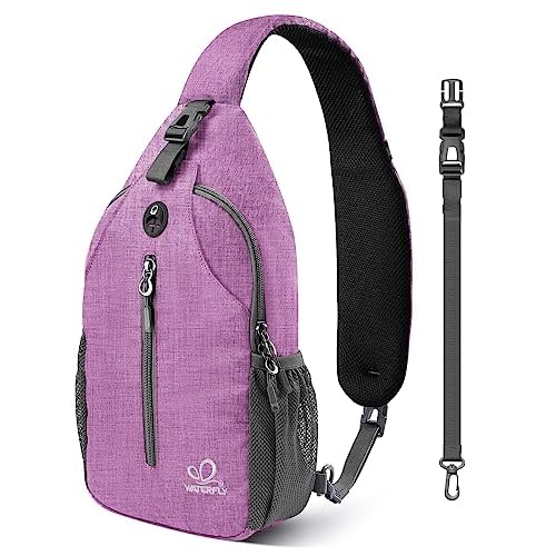 WATERFLY Small Hiking Sling Backpack: Crossbody Sling Bag Chest Bag Daypack for Women with Skin-Friendly Shoulder Strap Purple(other Style)