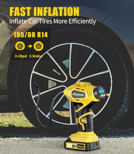 AVID POWER Cordless Tire Inflator Portable Air Compressor, 20V Rechargeable Battery Powered Car Tire Pump w/ 12V DC Adapter, Digital Pressure Gauge, Air Pump for Car, Bike, Motorcycle, Ball