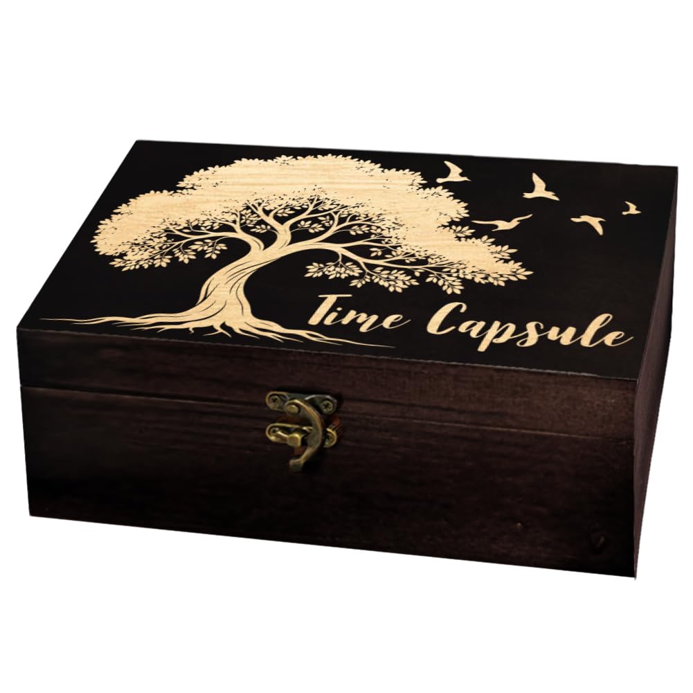 arricraft Trees and Birds Rectangle Divination Wood Storage Box with Lid