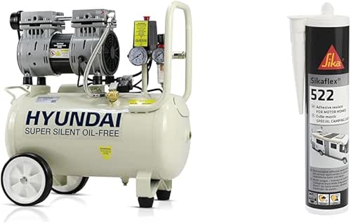Hyundai HY7524 24 Litre Air Compressor, 5.2cfm/100psi, Silenced & Sika