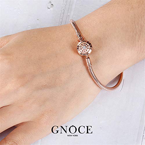 Image of GNOCE Charm Bracelet S925 Sterling Silver Black /Rose Gold /Gold Plated DIY Snake Chain The Moment I Meet You Basic Charm Bracelet Bangle with Clasp