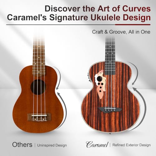 Image of Caramel BEG94 Ebony Wood Baritone Ukulele 30inch Wood LCD Color Display Electric Ukelele