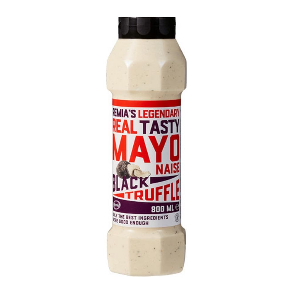 Remia Mayonnaise Schwarzer Trüffel 12x 800ml Trüffelmayonnaise aus italienischen, schwarzen Trüffeln & Dijon Senf, laktosefrei & glutenfrei, Dip & Sauce für Pommes, Burger, Sandwiches & Brötchen
