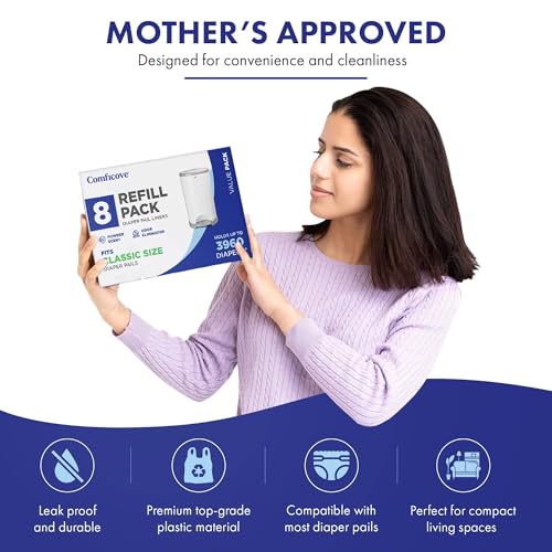 Image of Comficove Refills Compatible with DEKOR CLASSIC Diaper Pails | 8 Pack | Extra Thick Diaper Pail Refill Liners | Fresh Scent | Easy to Replace and Dispose of Diaper Bag | Odorless Baby Diapers Disposal