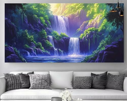 Diamond painting paysage cascade XXL 80x160cm avec broderie diamant 5D