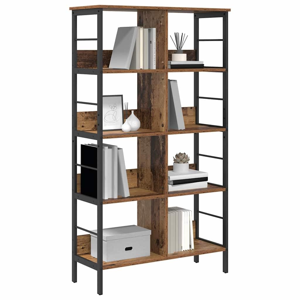 Étagère bibliothèque en Bois d'ingénierie avec Cadre en Acier de 8 Niveaux 82 x 32 x 144,5 cm pour Salon Bureau Chambre Meuble de Rangement Pratique et Durable