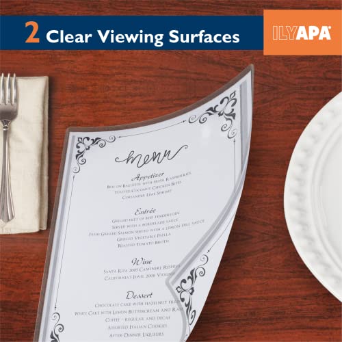 Image of Ilyapa Clear Menu Covers, 8.5x11 Inch - 30 Pack, Black, 2-View Single Page