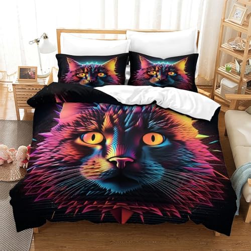 Parure de lit chat 3D microfibre de qualité supérieure lit double - 3