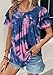 CRAZY GRID Summer Tops Womens Spring Fashion 2025 Puff Short Sleeve Shirts Crew Neck Blouse Work Shirts Summer Tie-Dyed Lightweight Casual Dressy Blouses Tie Dye Rose-M