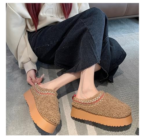 Fashion Winter plush platform Short slippers for kids Fur Fleece Lined Ankle boots girl boy warm Outdoor indoor House anti slip Toddler trend Mini boots little kids big kids3