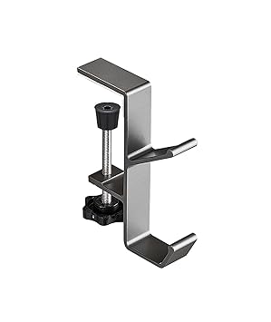 NHCDFA Headphone Stand, Headphones Stand Desk Dual-Hook Hanger Universal Adjustable Underdesk Organizer Hook for Desk Office - image, photos