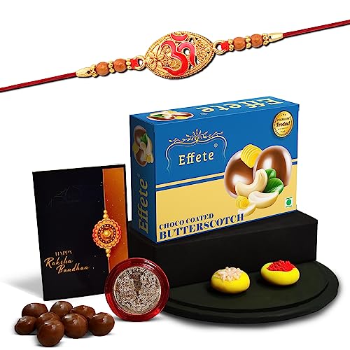 Image of DeoDap Multi-Colour Rakhi with Chocolate Butter Scotch - Rakhi Gift Set for Brother - Festival Celebration - Pack of 5