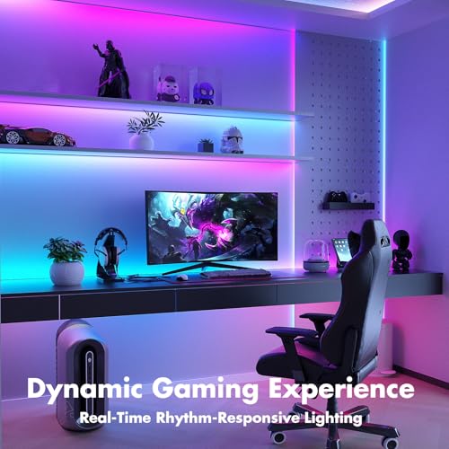 Image of Led Lights for Bedroom 32.8FT Smart IC+RGB, Music Sync Color Changing Strip Lights, 24Key Remote+App Control Light Strip for BedHead,Underbed,Ceiling,Background Wall