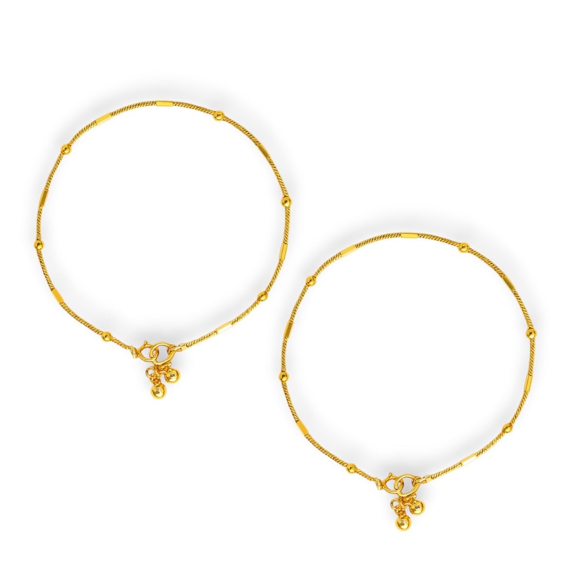 Women's & Girls Traditional Gold-Plated Chain Payal, Pajeb, Ankle, Leg or Ankle Chain with Ghungroo & Gold Beads Fashion Foot Jewellery for Gift