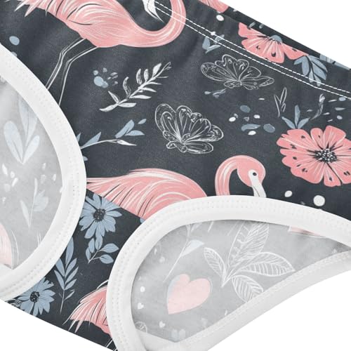 Wusikd Pink Flamingos Girls' Underwear Cotton Hearts Flowers Girls Briefs Soft Toddler Underwear 2T4