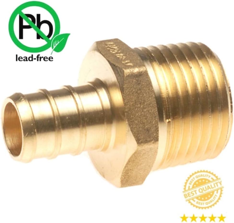 VENTRAL PEX Fittings, 1/2 x 1/2 Male Adapter (50 Pack) Adaptors for Connecting Pex Pipe Tubing to other Pipe Systems, No Lead Brass