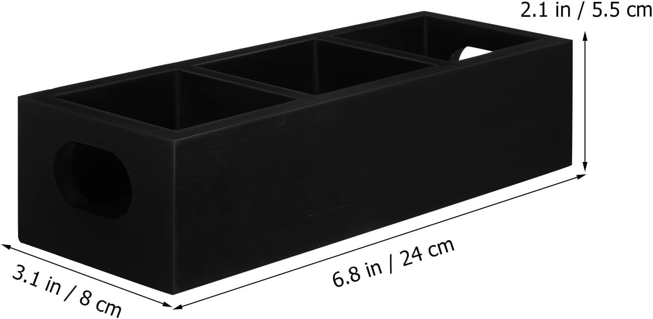 Generic Wood Black, Organizer with Bag Multi-compartment Tea Space-saving Wooden Tea Storage Box with Smooth Surface for Kitchen Countertop