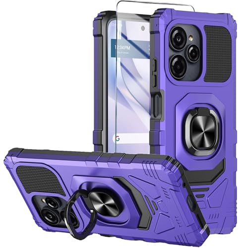 Coque BLU View Speed Ultra 5G violette antichoc avec verre trempé et anneau