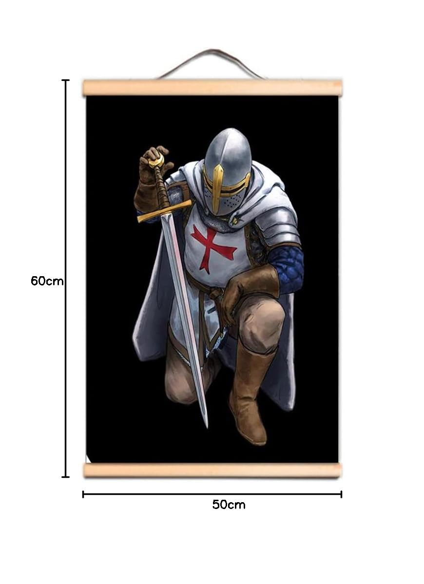 Tableau Toile Représentant Un Chevalier Templier - Dimensions 50 X 70 Cm, Neuf