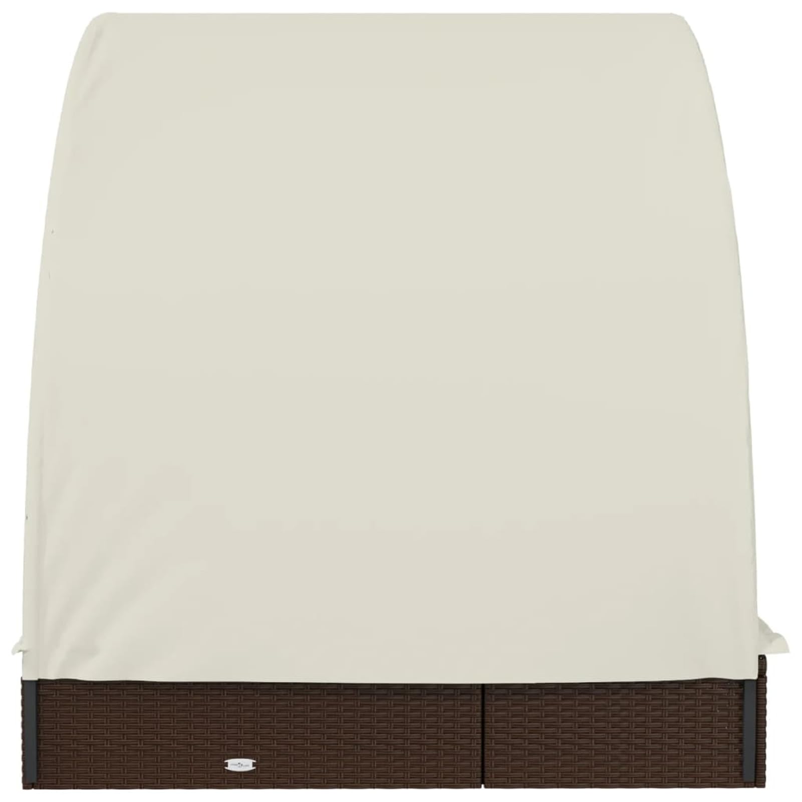 Rantry Casa Lettino Doppio Tetto Rotondo Marrone 211x112x140 cm Polyrattan, Lettini Prendisole, Divano Letto Mobili, Lettini da Giardino, Lettino da Piscina, Lettino Prendisole da Giardino Decor