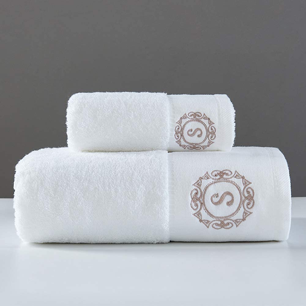 Toalla de Baño Toallas de Baño Conjunto de Lujo Suave 100% Cero de Algodón Toallas de Secado Rápido Peso Pesado Y Absorbente - Perfecto para Hoteles de Cinco Estrellas,Blanco