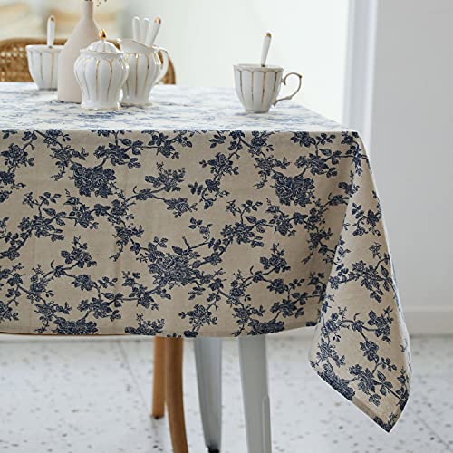 YiHomer Pastoral Rectangle Tablecloth - 60 x 120 Inch Table Cloth - Washable Table Cover with Dust-Proof Wrinkle Resistant for Restaurant, Picnic, Indoor and Outdoor Dining, Floral (Dark Blue) by YiHomer - Used condition - US$23.74