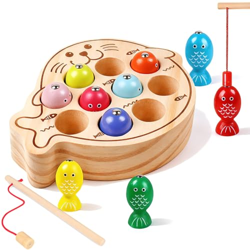 Montessori Holzspielzeug – Magnetisches Angelspielzeug für Kinder,...