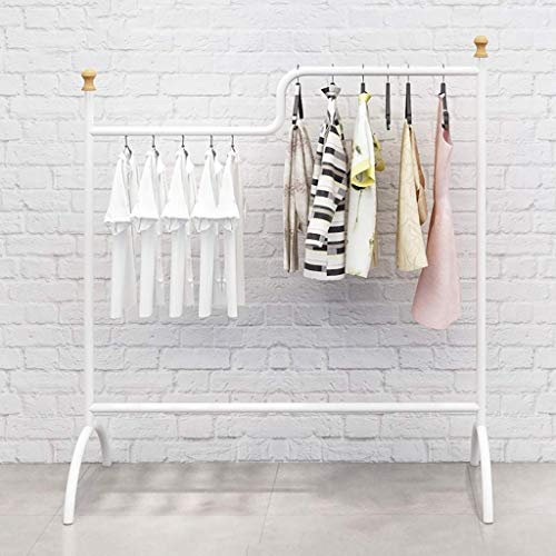 JWQPAD Perchero para ropa, perchero para tienda de ropa infantil, estante para colgar en el suelo, colgador de arte de hierro, perchero, color blanco