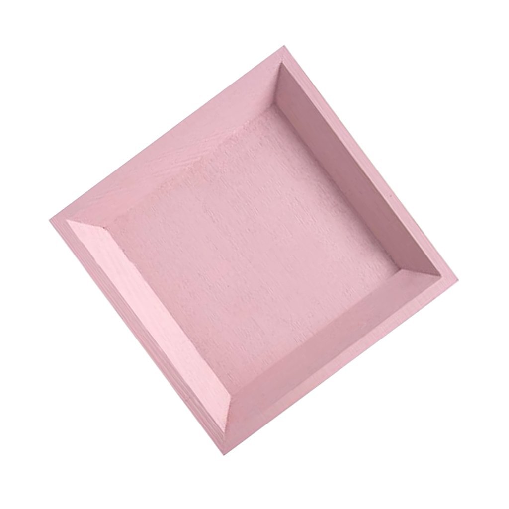 Tubayia Wooden Serving Plate Serving Plate Jewellery Tray Decorative Tray for Home Kitchen, pink, Quadrat