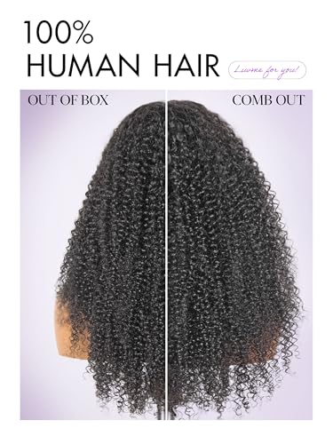 Image of LUVME HAIR Kinky Curly 5X5 Lace Front Wigs All-Day Comfort Wig Human Hair Curly Hair glueless wigs human hair pre plucked pre cut long black wig lace closure wigs frontal wigs human hair