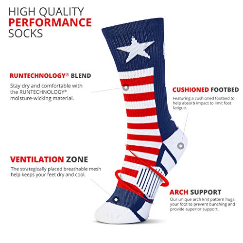 ChalkTalkSPORTS Lacrosse Performance Crew Sock - Youth & Adult - USA - Patriotic - Red White & Blue - Lacrosse Mid-Calf Socks3