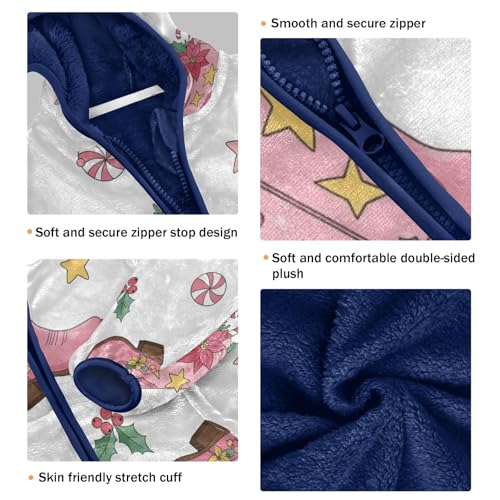 Pink Boots with Christmas Toddler Fleece Jacket Girl Boys Hooded Fleece Jacket Coat Warm Outwear Zip-up 3-10T3