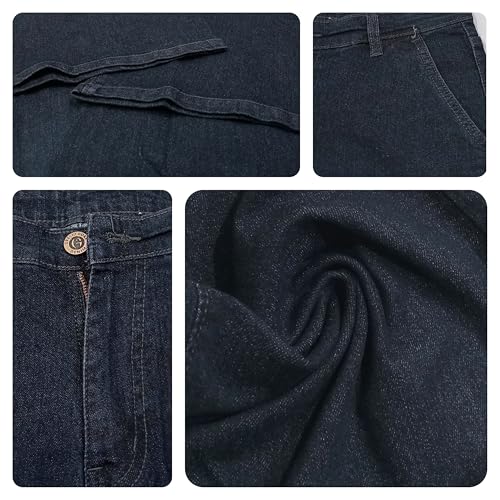 Image of GRECIILOOKS Cargo Jeans for Women - Wide Leg High Waist Baggy Denim Pants | Casual Fit Trousers with Utility Pocket Design