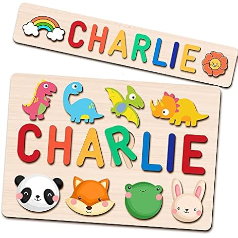 Blumuze Personalised Name Wooden Puzzle, Custom Name Wooden Puzzles for Toddlers, Birthday Gifts for Girl and Boy, Wooden Puzzle with Shapes Nursery Early Learning Preschool Toys Baby Kids Gift Cover