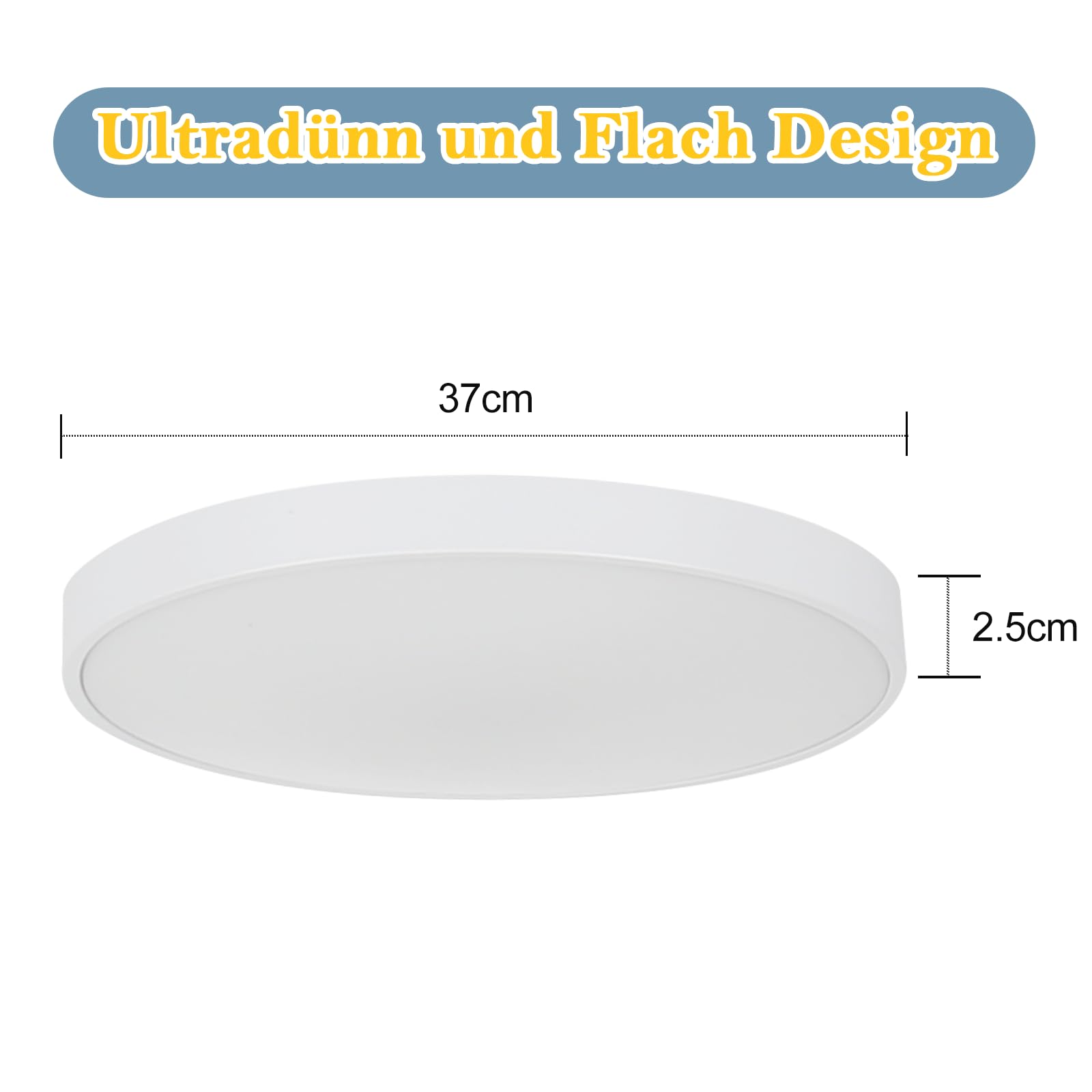 Deckenlampe LED Deckenleuchte Badezimmer - 2ER 36W Dimmbar mit | Fernbedienung Schlafzimmerlampe 37CM Rund Flurlampe Decke IP44 Badlampe 3000K-6500K Wohnzimmerlampe für Flur Küche Bad