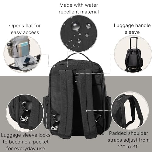 baggallini tribeca expandable laptop backpack  compression cube 3-piece set  mini pocket cosmetic