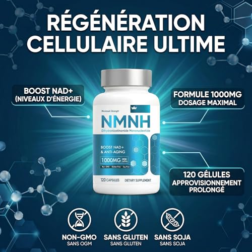 NMNH 1000mg Par Portion, 120 Gélules Resvératrol Supplément NAD+ – vue 4