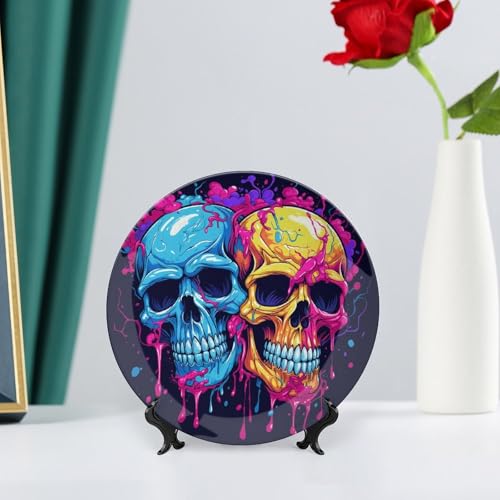 Plato decorativo de porcelana Bone China con calaveras 7 in miniatura 6